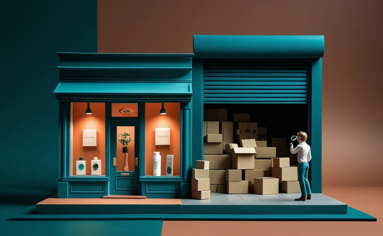Miniatuur diorama-illustratie bij artikel 'Curated commerce voor MKB-webshops: hoe AI je onderscheidt van marktplaatsen'