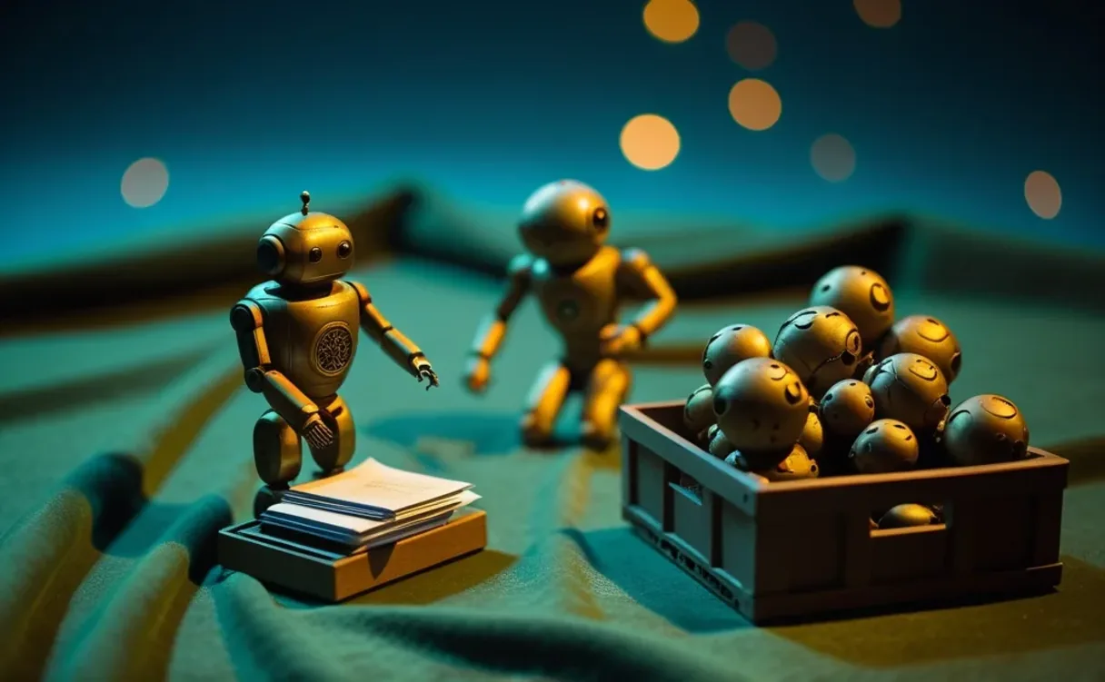 Miniatuur diorama-illustratie bij artikel 'Agentic AI in 2026: de hype koelt af, het echte werk begint'