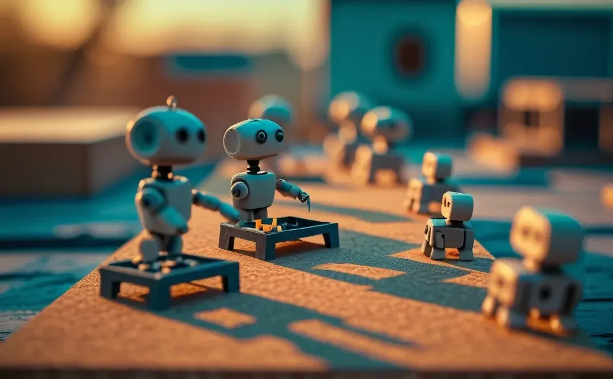 Miniatuur diorama-illustratie bij artikel 'AI-agent maken zonder programmeren: welk platform past bij jouw bedrijf?'