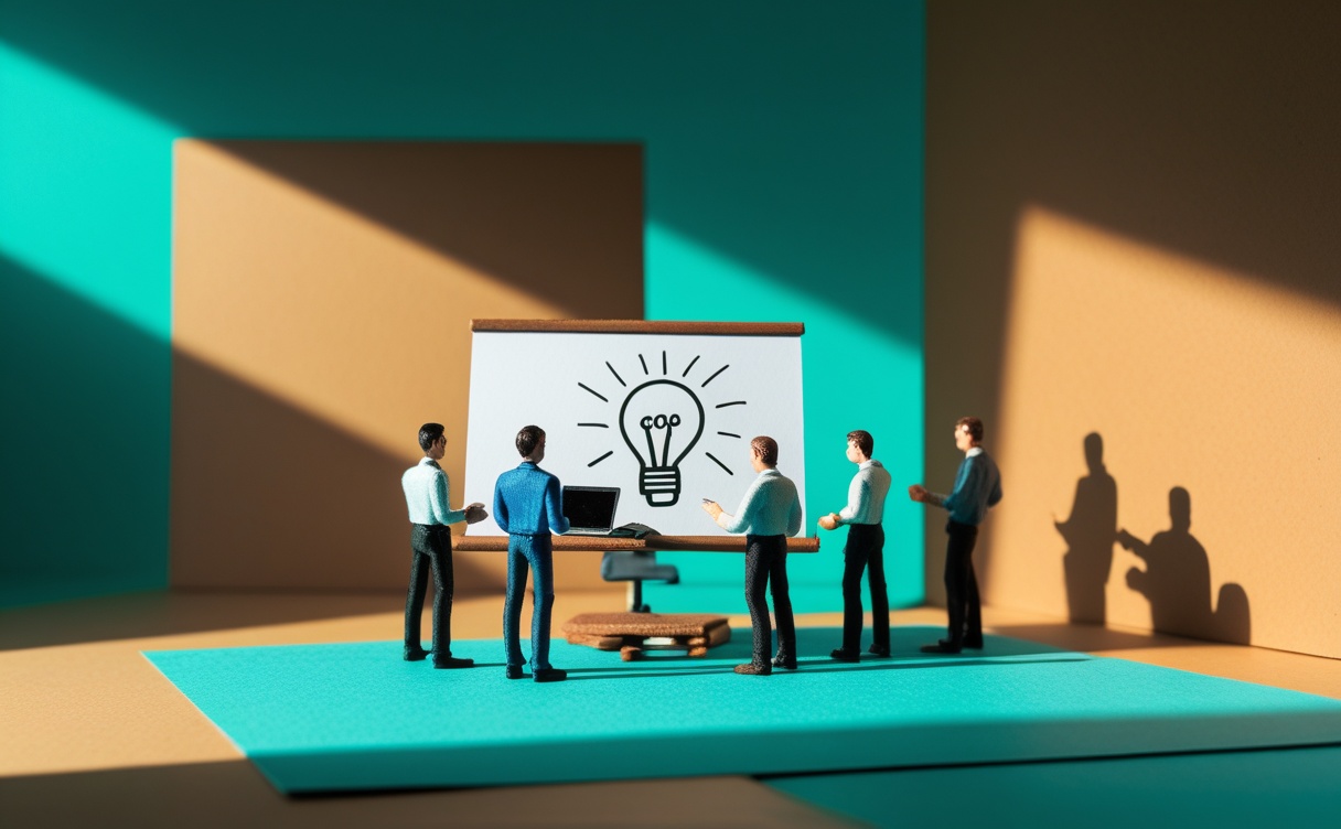 Miniatuur diorama-illustratie bij artikel 'AI-geletterdheid training: kant-en-klaar programma van 4 sessies voor je team'