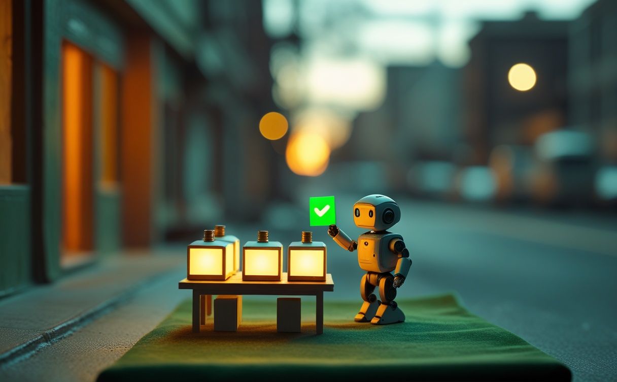 Miniatuur diorama-illustratie bij artikel 'Voorbij de AI-hype: zo kies je als ondernemer één AI-project dat écht oplevert'