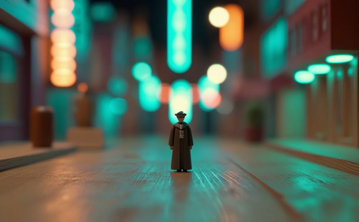 Miniatuur diorama-illustratie bij artikel 'AI als versterker, niet als vervanger: hoe een advocaat 30 uur werk in 10 perste'