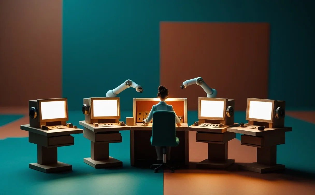 Miniatuur diorama-illustratie bij artikel 'Claude Code-desktop herzien: parallel coderen voor dev-bureaus'