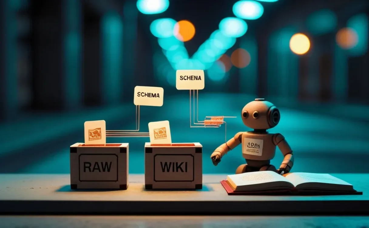 Miniatuur diorama-illustratie bij artikel 'Karpathy's LLM Wiki: zo bouw je een AI-kennisbasis die echt blijft groeien'