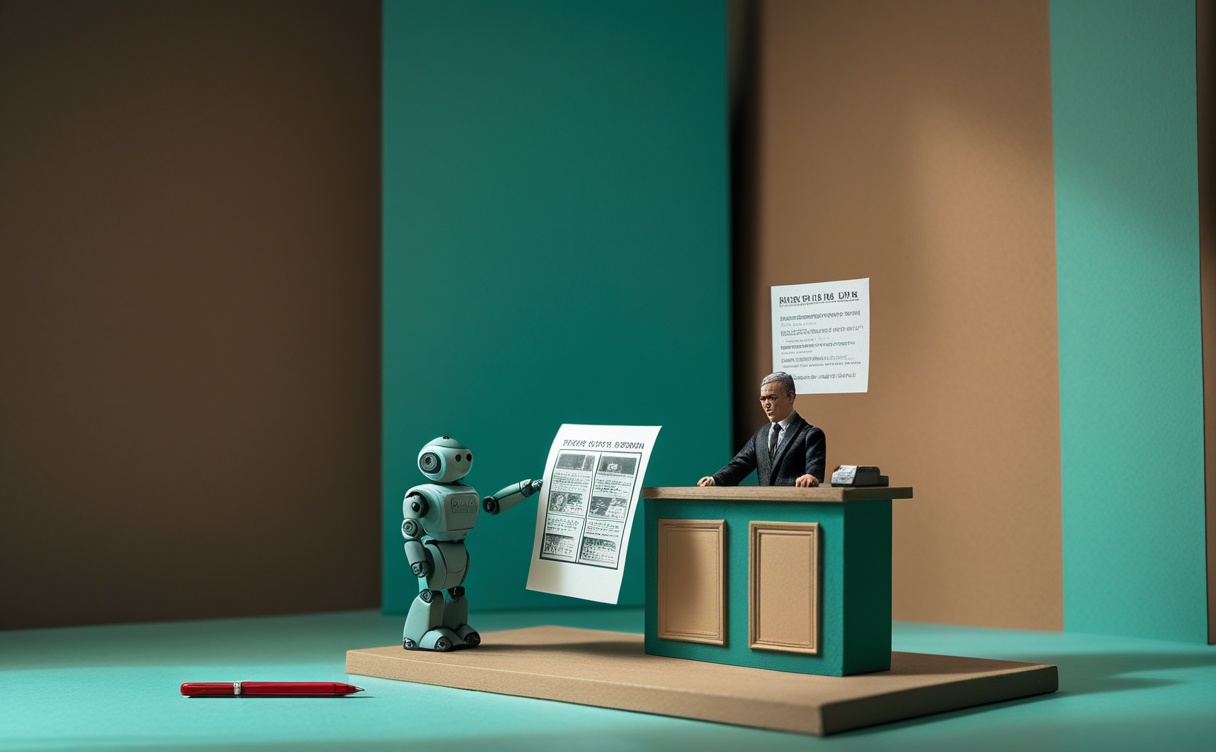 Miniatuur diorama-illustratie bij artikel 'Nederlandse sites publiceren AI-tekst inclusief de prompt'