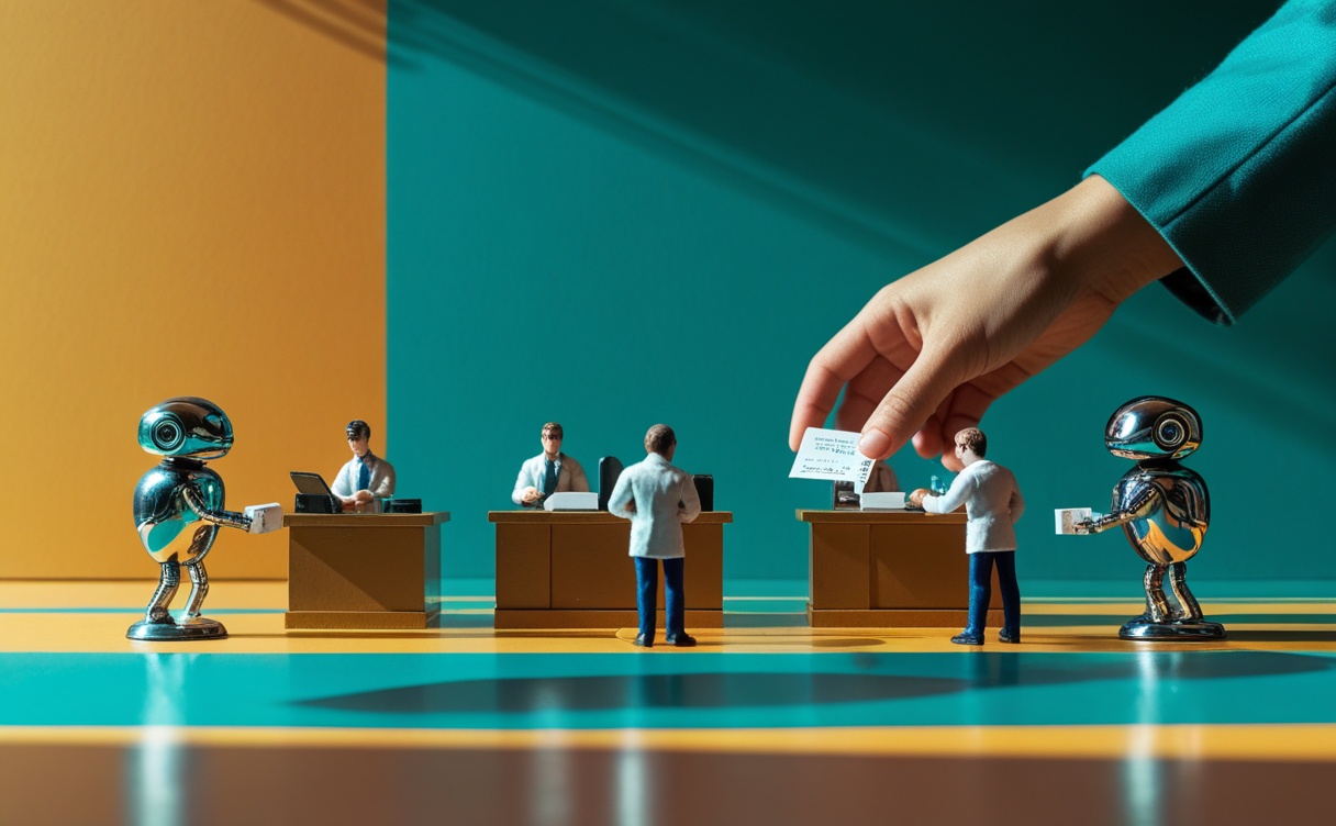 Miniatuur diorama-illustratie bij artikel 'Rabobank lanceert Agentic Hub: wat AI-agents bij de bank betekenen voor het MKB'